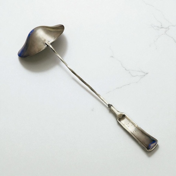 Vintage Punch / Soup Double Ladle Serving Spoon Silver Plate Twisted Handle 16" - Picture 4 of 15